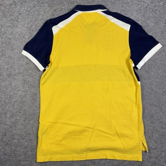 Tommy Hilfiger Rugby Shirt Navy Blue Yellow Iconic Classic Striped Rap 5 Custom - Picture 5 of 13
